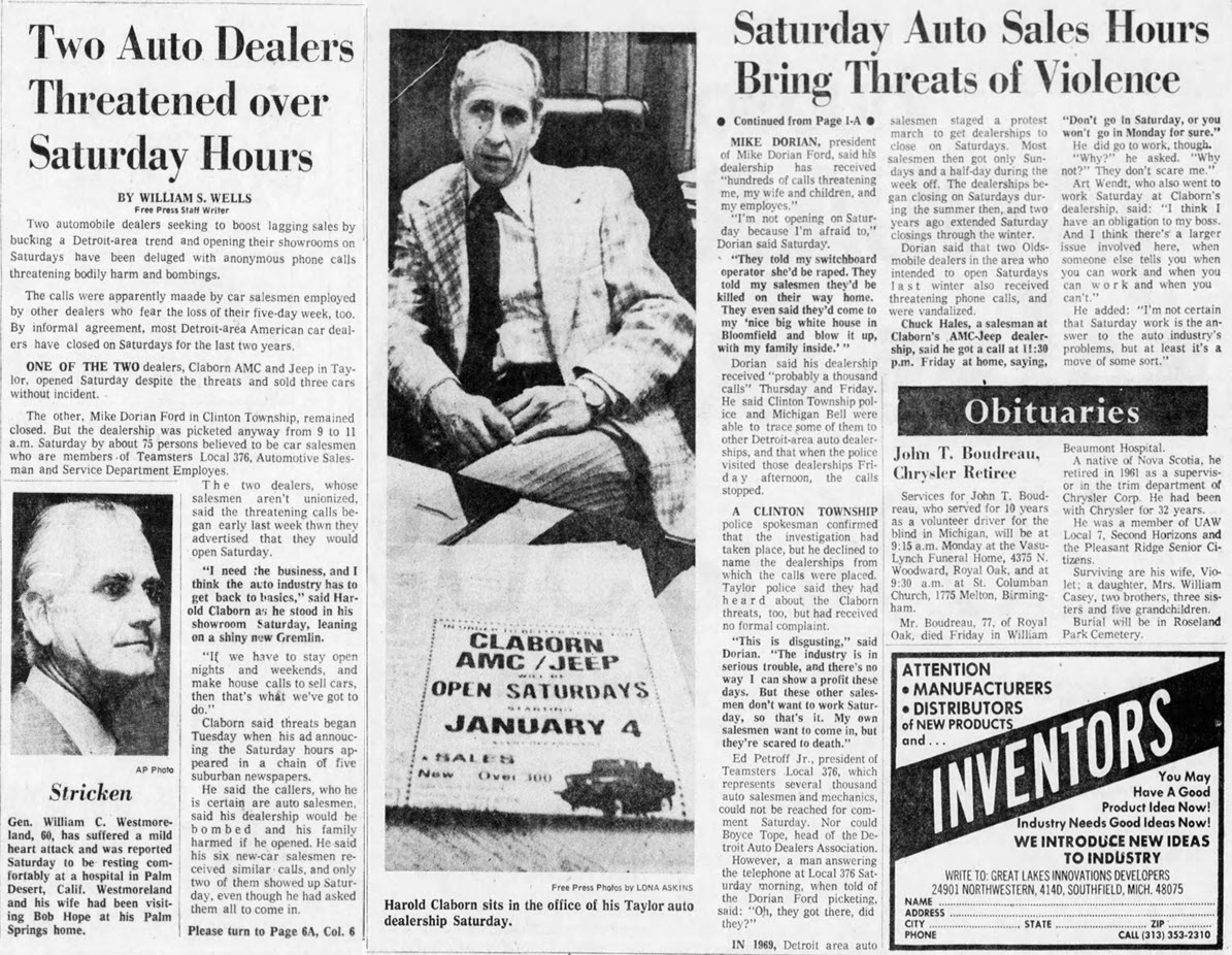 Claborn AMC - January 1975 Article On Saturday Opening (newer photo)